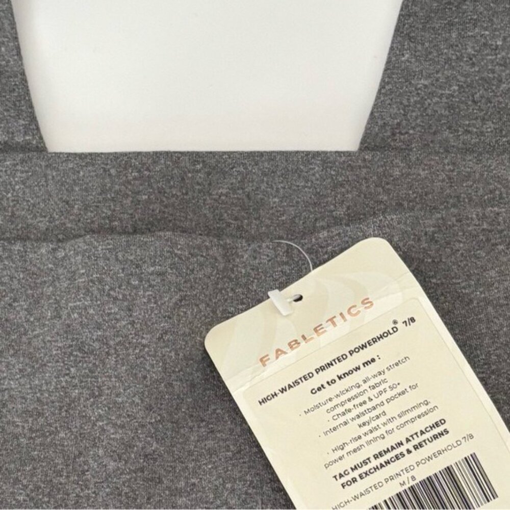NWT Fabletics Leggings Medium Powerhold 7/ 8 High Waist Gray Gymcore Athleisure - Picture 4 of 8